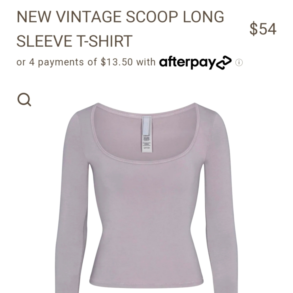 NWT Skims vintage long sleeve in silver